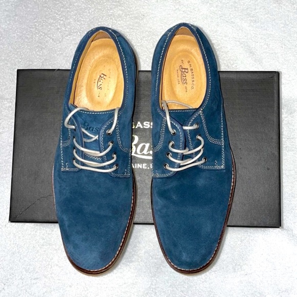 SOLD!!! G.H. Bass & Co. Genuine Suede Blue Oxford Shoes. Size 9M - Picture 2 of 8